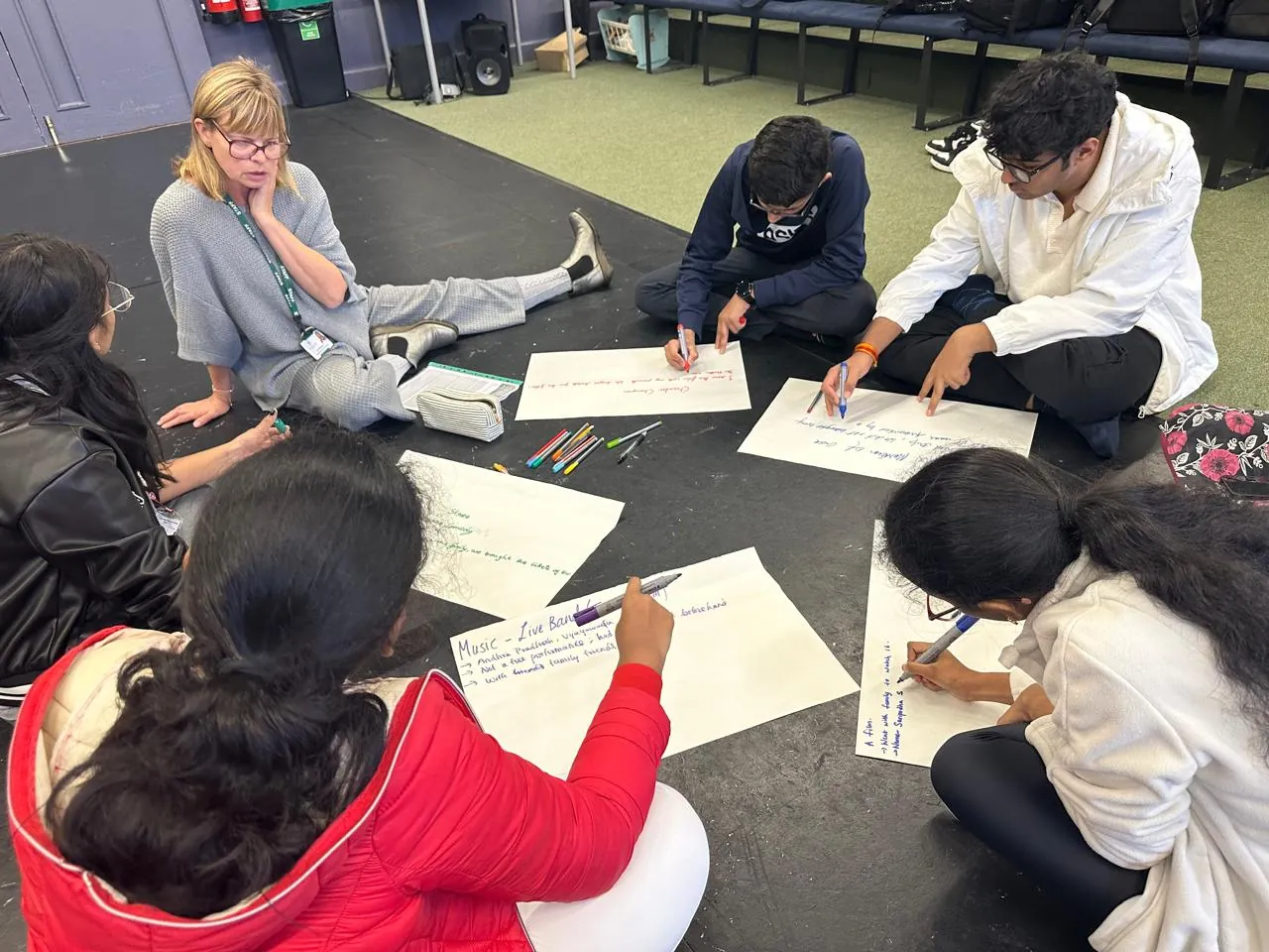 Students participating in a collaborative classroom activity