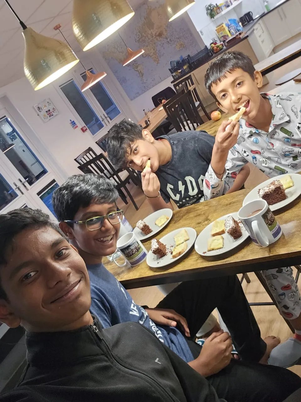 Students enjoying an informal meal during residential school life