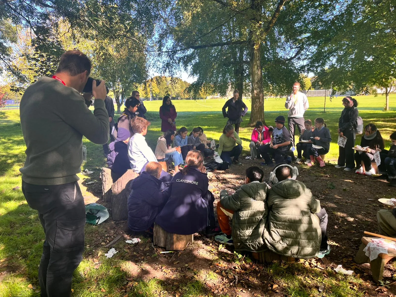 Students taking part in an outdoor learning activity during the UK immersion