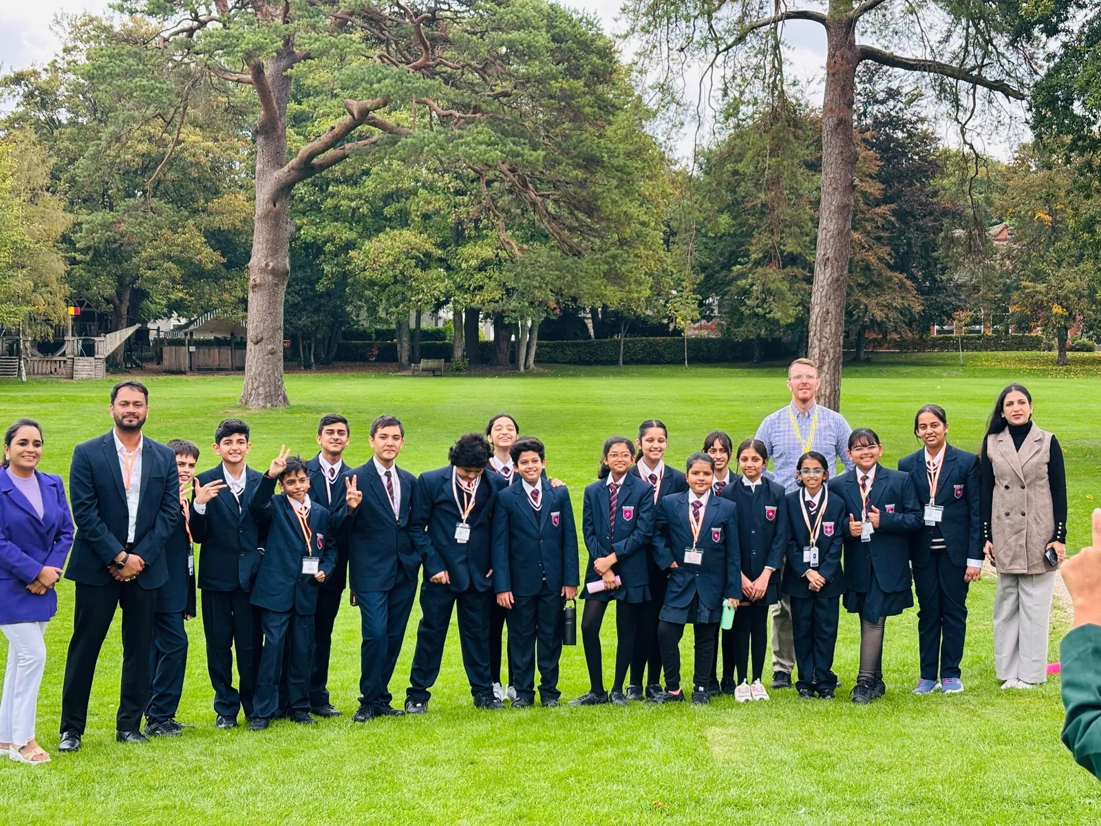 Students and teachers together on a UK boarding school campus