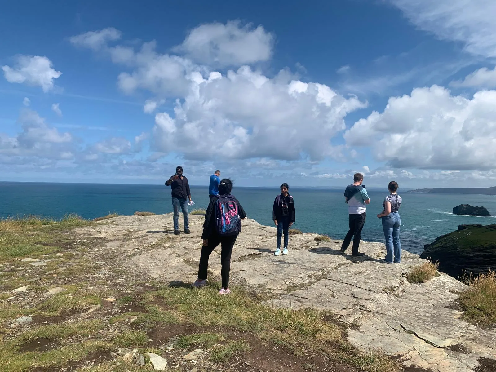 Students exploring a coastal landscape during the marine biology programme
