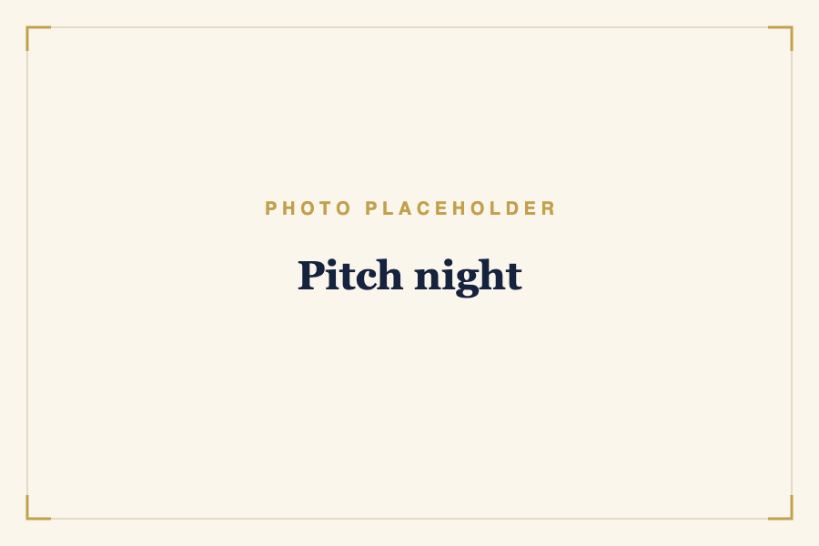Students pitching at a showcase evening
